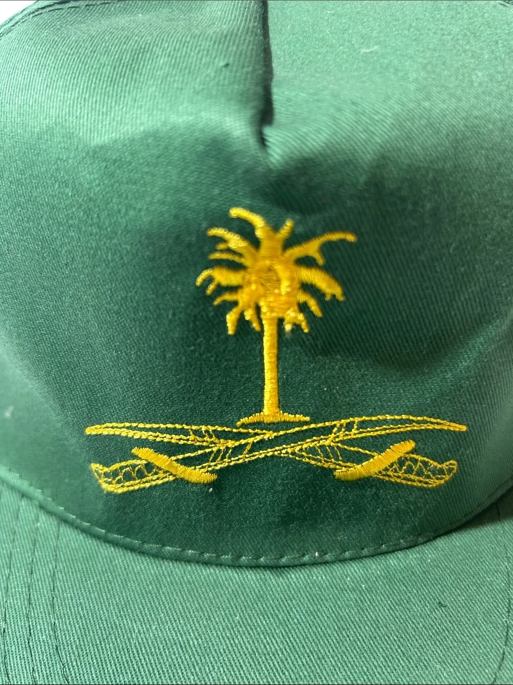 Emblem of Saudi Arabia Embroidered Cap Two Crossed Swords and Palm Tree